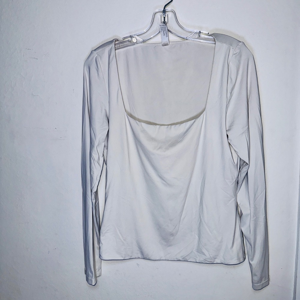 90 Degree by Reflex Contour Ocean Square Neck Long Sleeve Top Cream XL